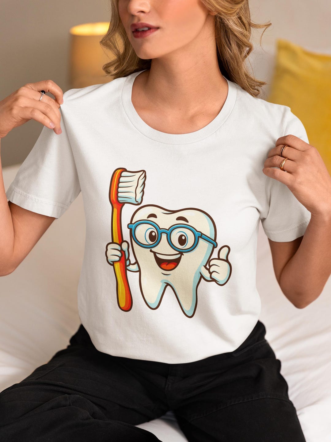 Cute Tooth With Glasses T-shirt, Funny Dental Hygiene Cartoon With ...