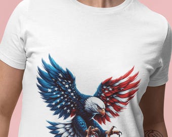 Unisex American Flag Eagle T-Shirt | Patriotic USA Colors Graphic Tee | Independence Day, Memorial & Veteran's Day | Unique Freedom Apparel
