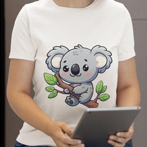 Cartoon Koala Unisex T-Shirt | Cute Koala Clinging to Branch Graphic Tee | Perfect Gift for Animal Lovers | Nature-Inspired Unique Design