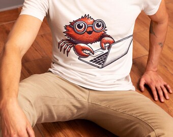 Crab Programmer T-Shirt - Cute Geeky Tech Tee for Coders, Developers, Rustaceans, Computer Science Gift, Nerdy Unisex Shirt for Tech Lovers
