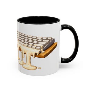Melting Keyboard Mug | Funny Coder Coffee Cup | Spilled Milk Tech Humor Gift for Programmers, Gamers, IT Support | Cute Dripping Keys LOL