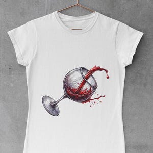 Red Wine Spill Art T-Shirt - Aesthetic Vintage Wine Glass Tee - Unisex Wine Lover Gift - Artistic Dripping Wine Design - Elegant Bar Shirt