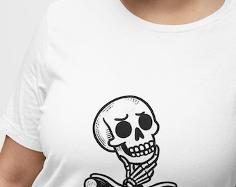 Funny Skeleton Unisex T-Shirt, Cute Halloween Skull Graphic Novelty Tee for Spooky Season, Unique Vintage Shirt Design, Sarcastic Top Gift