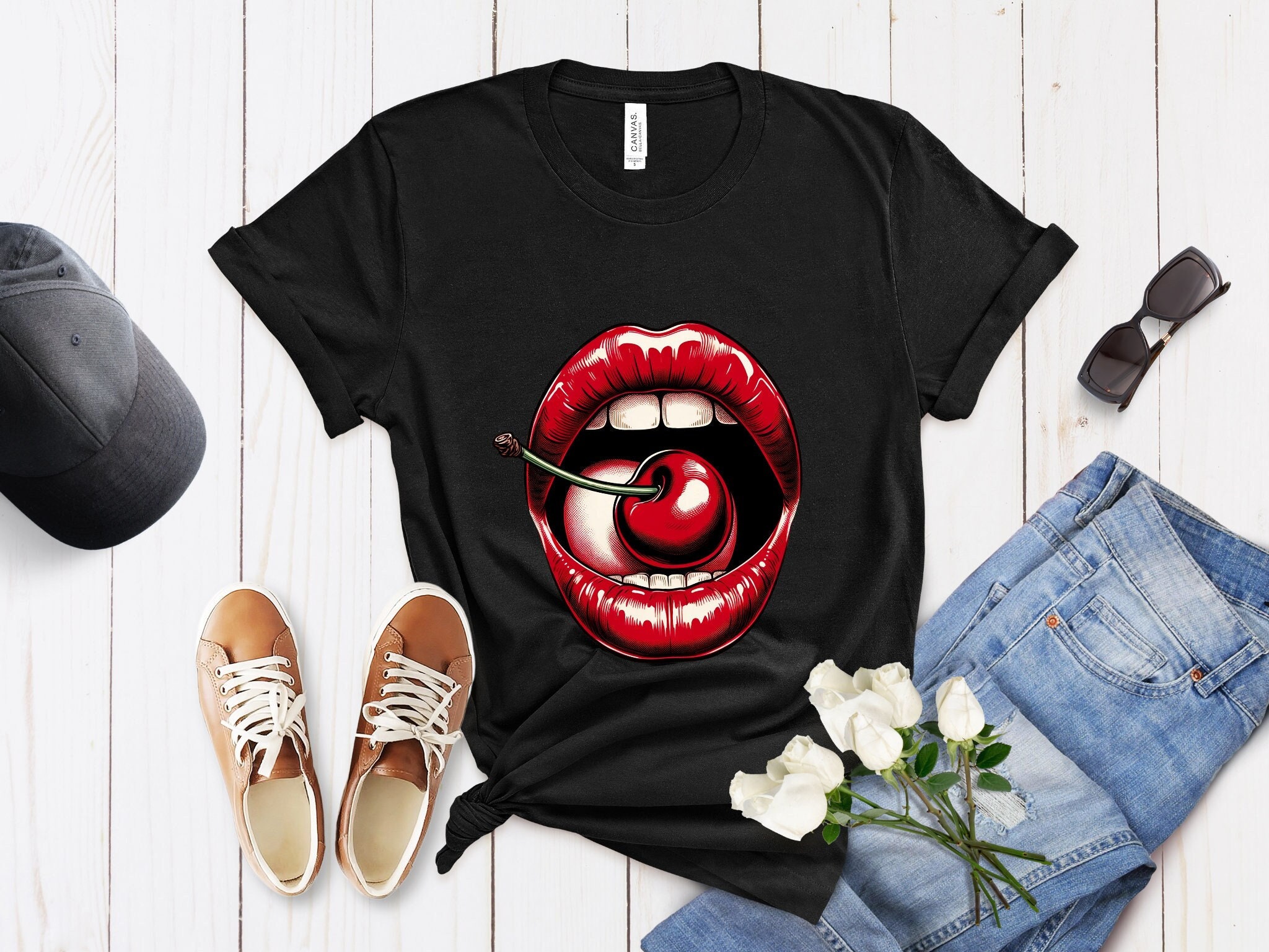 Cherry Lips Tee - Etsy