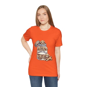 Happy Pills Unisex T-Shirt Featuring Cute Puppies in a Pill Bottle, Dog Lover Novelty Tee Gift Idea, Unique Pet Humor Shirt Top image 5