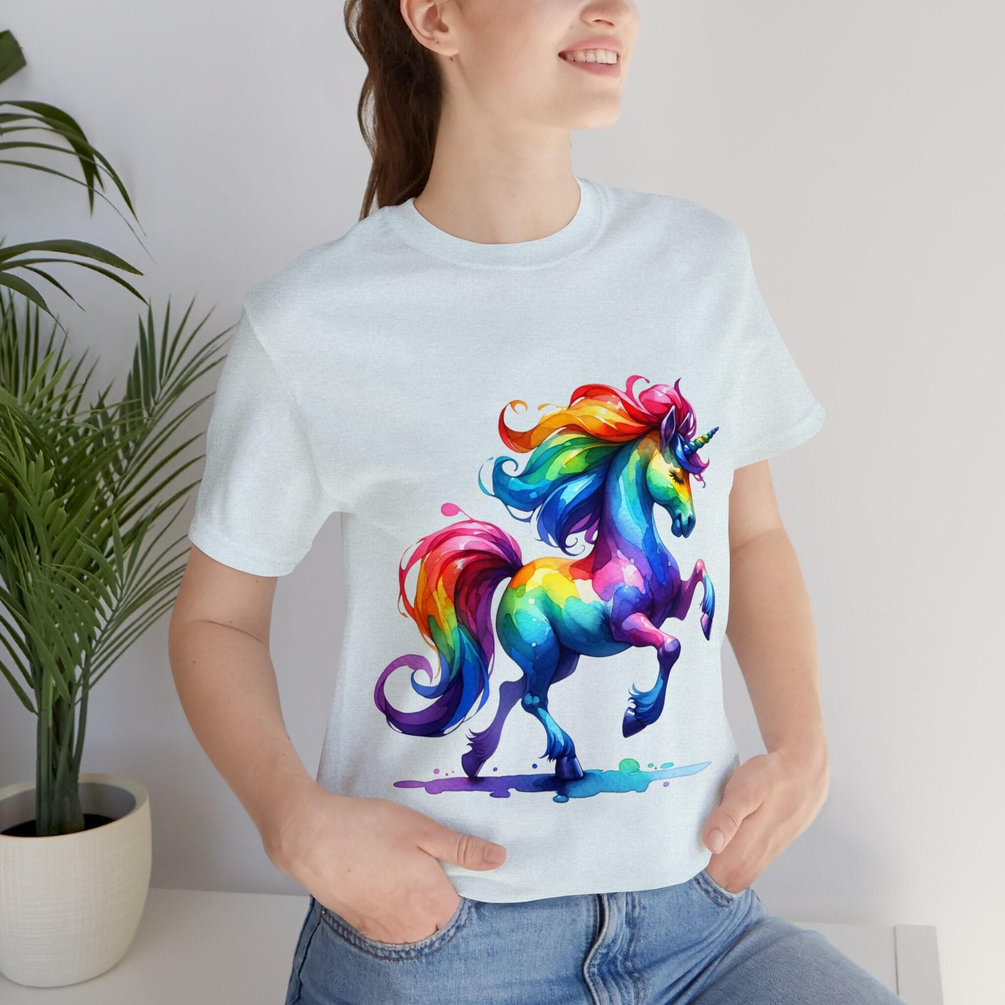 21SS Magic Unicorn Tee マジックユニコーン 半袖Tシャツ Magical Rainbow Unicorn Watercolor T-shirt | Unisex Artistic