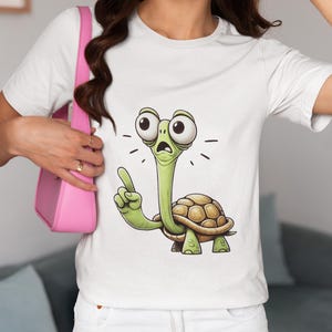 Funny Cartoon Turtle T-Shirt, Turtle Print Novelty Shirt, Quirky Lover Top Gift Idea, Unique Animal Graphic Tee for Nature Enthusiasts