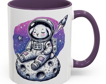Cute Astronaut Bunny Mug - Space Bunny Coffee/Tea Cup - Whimsical Galaxy Art - Kawaii Lunar Rabbit Gift Idea - Cosmic Adventure Drinkware