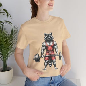 Bodybuilding Raccoon T-shirt | Funny Muscular Animal Tee | Gym Workout ...