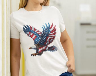 Unisex American Flag Eagle T-Shirt | Patriotic USA Colors Graphic Tee | Independence Day, Memorial & Veteran's Day | Unique Freedom Apparel
