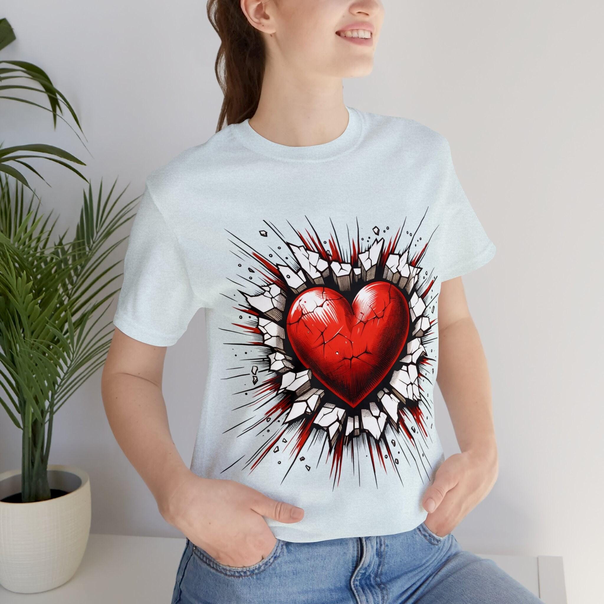 3D Heart Break Through Wall Unisex T-shirt - Valentine