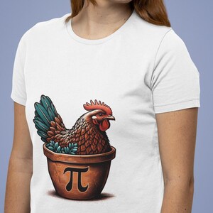 Unisex Pi Chicken Pot T-Shirt, Whimsical Math Humor Tee Top, Unique Autumn Hen Shirt, Quirky Thanksgiving Apparel, Casual Wear Gift Idea