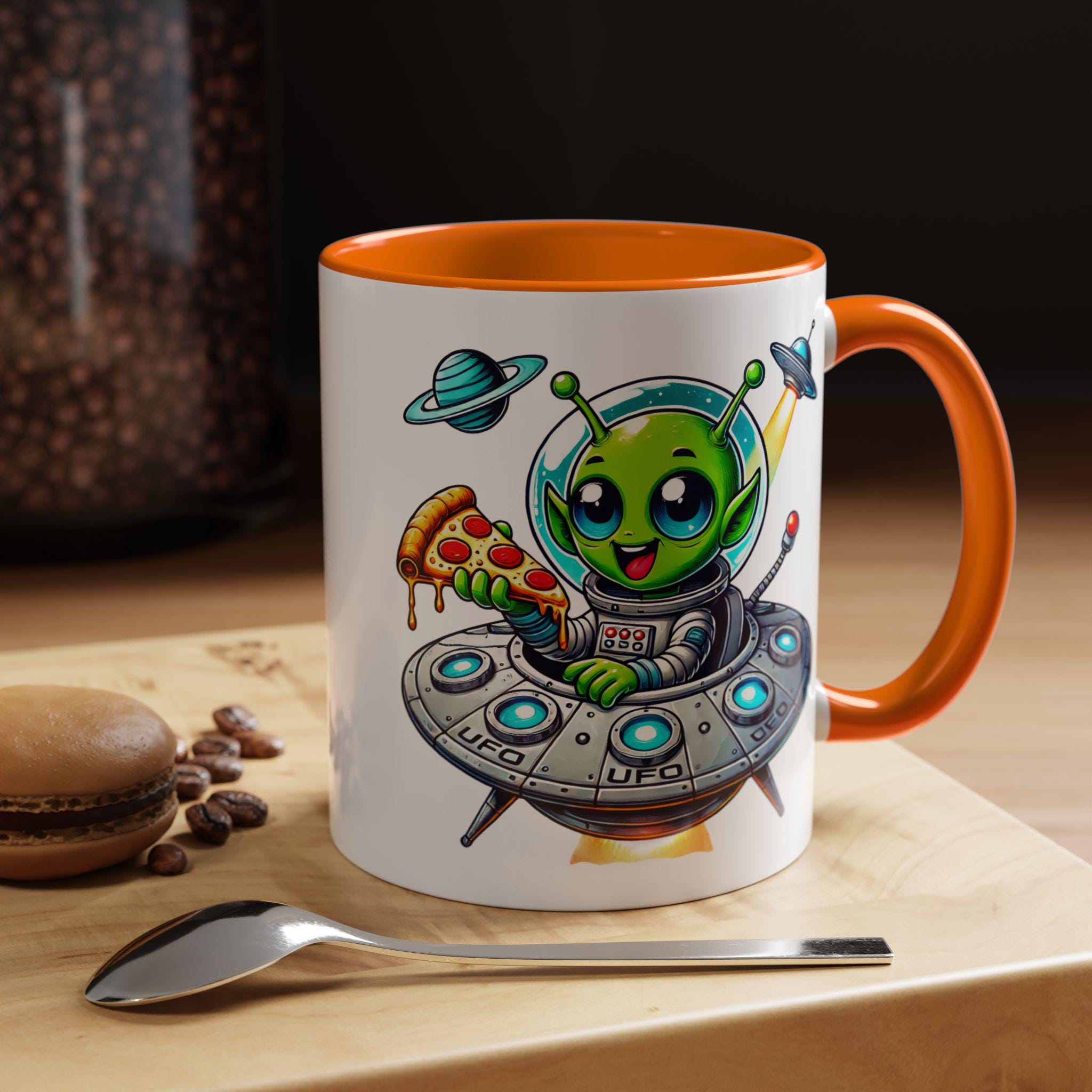 Cute Alien Pizza UFO Mug - Funny Space Lover Gift - Kawaii ...