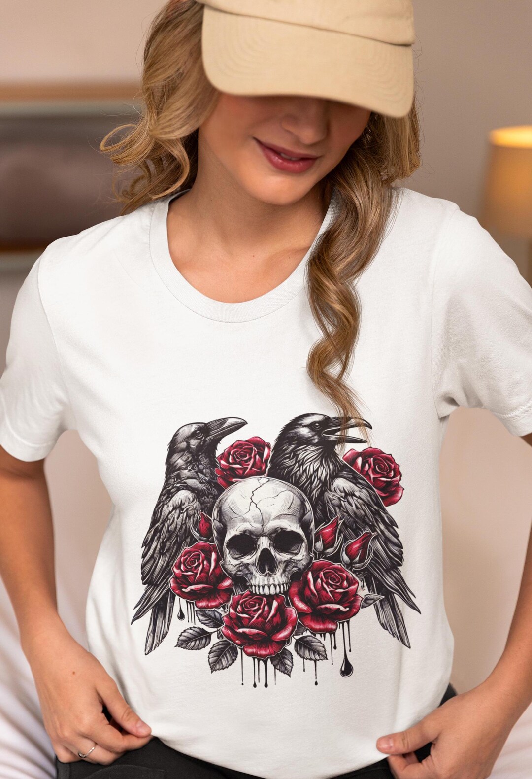 Gothic Plein Black Rose Skull T-Shirt