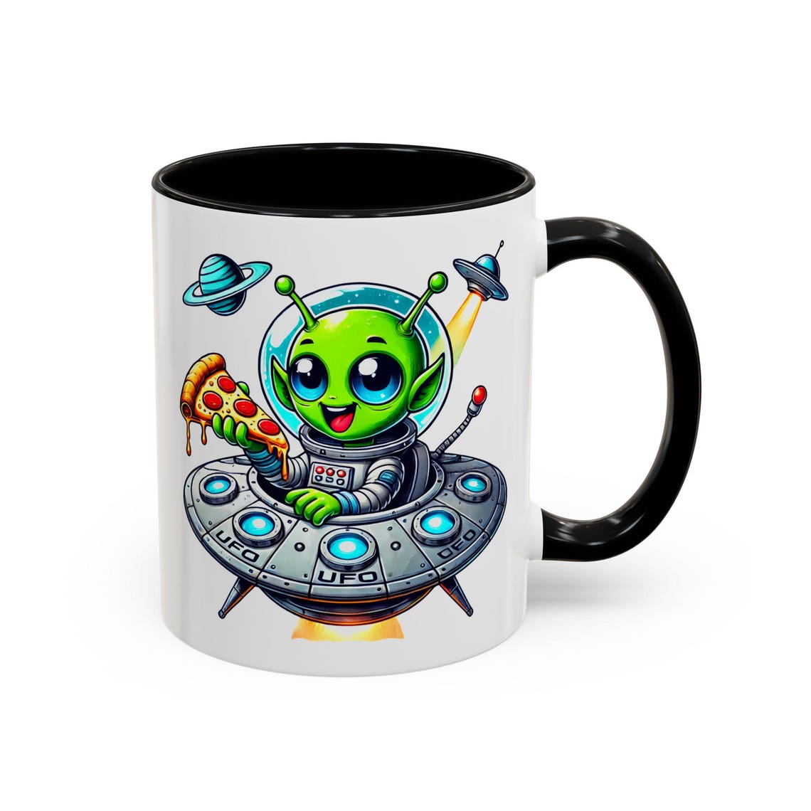 Cute Alien Pizza UFO Mug - Funny Space Lover Gift - Kawaii ...