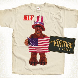 Alf V4 TShirt Vintage Natural color Men&#39;s TShirt DTG Digital Print SIZES S M L XL 2XL 3XL 4XL 5XL