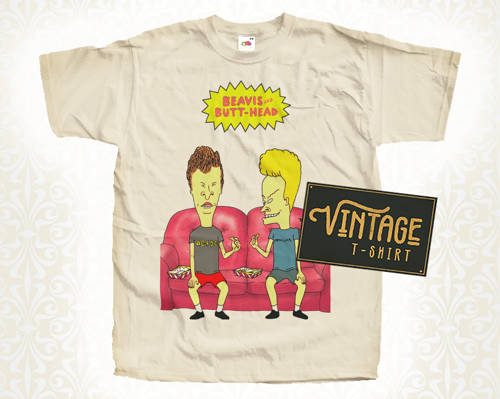 Beavis And Butthead V9 TShirt Vintage Natural color Men's TShirt DTG Digital Print SIZES S M L XL 2XL 3XL 4XL 5XL