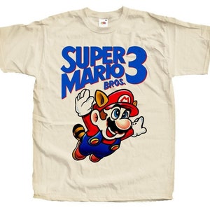 Copertina della scatola del poster del gioco Super Mario Bros 3 NES T-shirt Colore naturale, tutte le taglie dalla S alla 5XL in cotone
