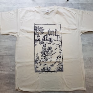 Vendita I239 Le carte del nono cancello poster musicale del film T-shirt da uomo vintage colore NATURALE taglia XL