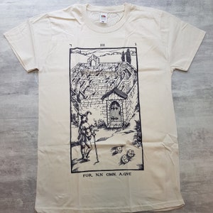 Saldi I237 Le carte del nono cancello poster musicale del film T-shirt da uomo vintage colore NATURALE taglia M