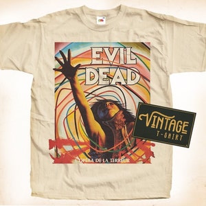 Evil Dead V1 TShirt Vintage Natural color Men&#39;s TShirt DTG Digital Print SIZES S M L XL 2XL 3XL 4XL 5XL