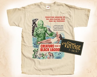 Creature from the Black Lagoon V1 TShirt Vintage Natural color Men&#39;s TShirt DTG Digital Print SIZES S M L XL 2XL 3XL 4XL 5XL
