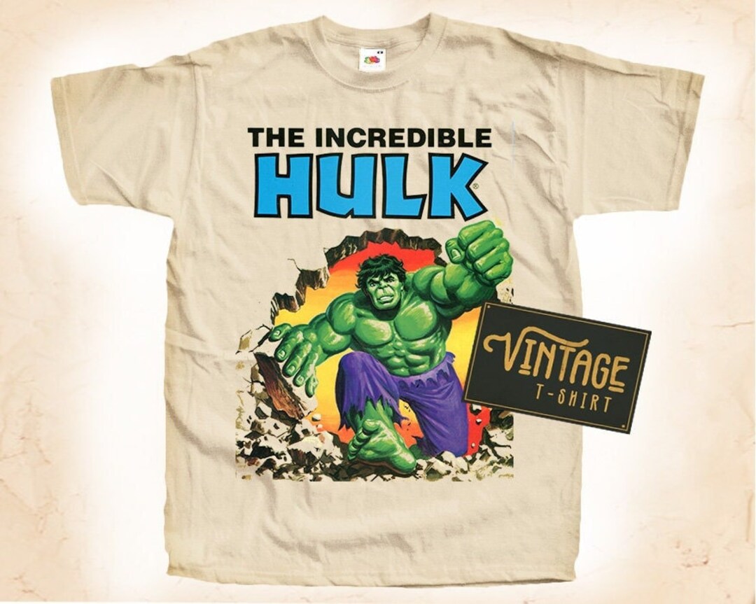 The Incredible Hulk V1 Tshirt Vintage Natural Color Men's Tshirt DTG ...