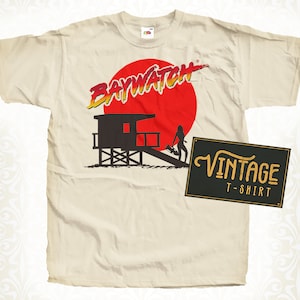 Bay Watch V4 TShirt Vintage Natural color Men&#39;s TShirt DTG Digital Print SIZES S M L XL 2XL 3XL 4XL 5XL
