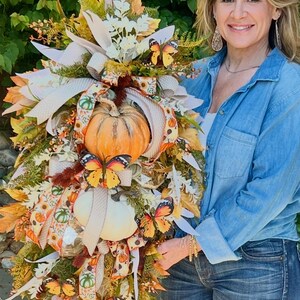 XL Harvest Wreath, Harvest Swag, Autumn Décor, Holiday Décor, Pumpkin Wreath, Pumpkin Décor, Pumpkin Swag, High End farmhouse Home Decor