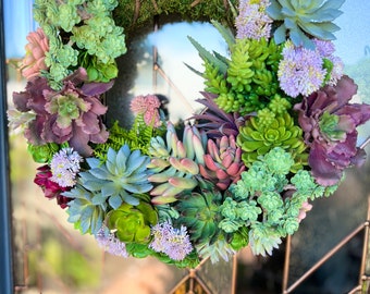 Succulent wreath front door, artificial succulent wreath,  succulent wreath for gifts, mothers day, elegant everyday wreath or wall decor.