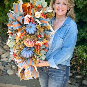 Harvest Wreath, Harvest Swag, Autumn Décor, Holiday Décor, Pumpkin Wreath, Pumpkin Décor, Pumpkin Swag, High End farmhouse Fall Home Decor