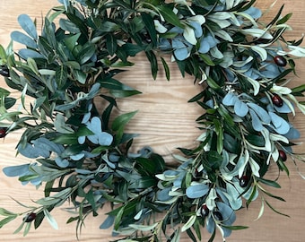 Olive Branch Wreath: Artificial Greenery, Modern Farmhouse Decor