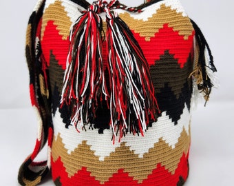 Multicolor large Wayuu bag Zigzag
