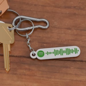 Custom Spotify Code Keychain White Personalized Music Keychain, Scan to Play Song Perfect Gift for Music Lovers