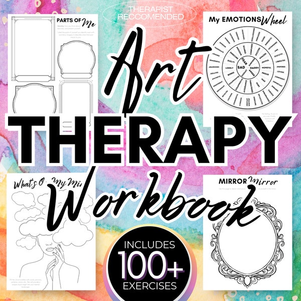 Art Therapy Workbook Including 100+ Therapeutic Art-Based Interventions & Exercises for Self-Development Instant PDF Digital Download