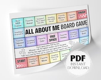 All About Me Board Game: Fun Therapeutic Kids Activity for Self-Awareness and Identity Development Printable PDF Instant Digital Download
