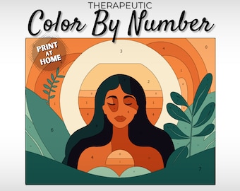 Color By Number: Therapeutic Printable Colorful Nature Landscape Coloring Page PDF Instant Digital Download for Stress Relief & Relaxation