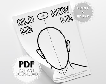Old Me, New Me: Printable Mental Health Worksheet for Greater Life Satisfaction through Mindful Intention PDF Instant Digital Download