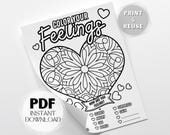 Art Therapy Worksheet: Printable Therapeutic Art Activity for Greater Self-Compassion and Emotional Awareness PDF Instant Digital Download