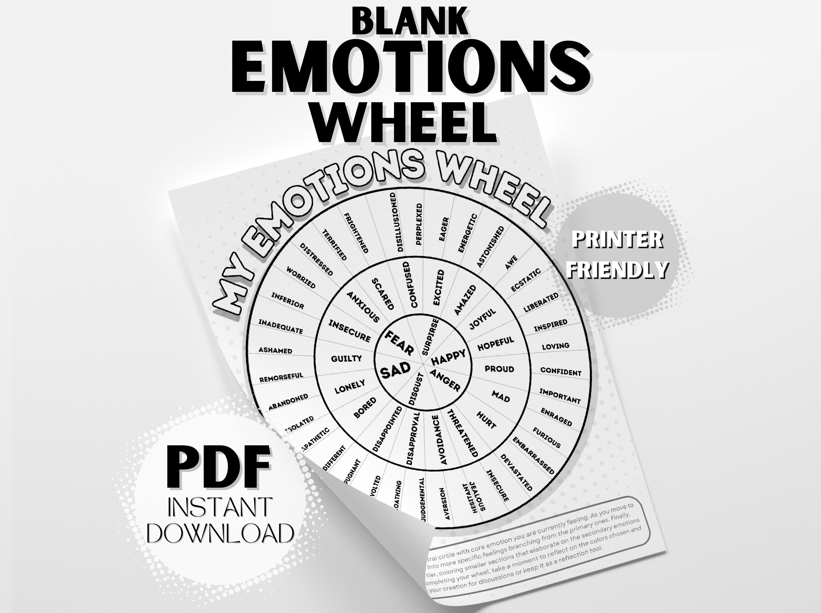 Blank Emotion &amp; Feelings Wheel Coloring Page for Building - Etsy