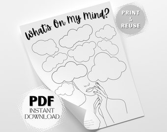 Karta pracy „Co mam na myśli w kontekście terapii przez sztukę”: plik PDF do wydrukowania i ponownego wykorzystania, natychmiastowe pobranie cyfrowe dla lepszego wglądu i świadomości