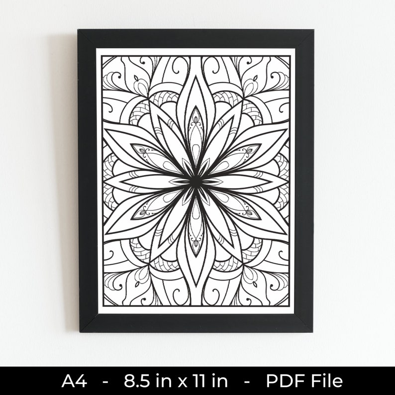 Therapeutic Mindful Coloring Set 100 Printable Pages for Stress Relief ...