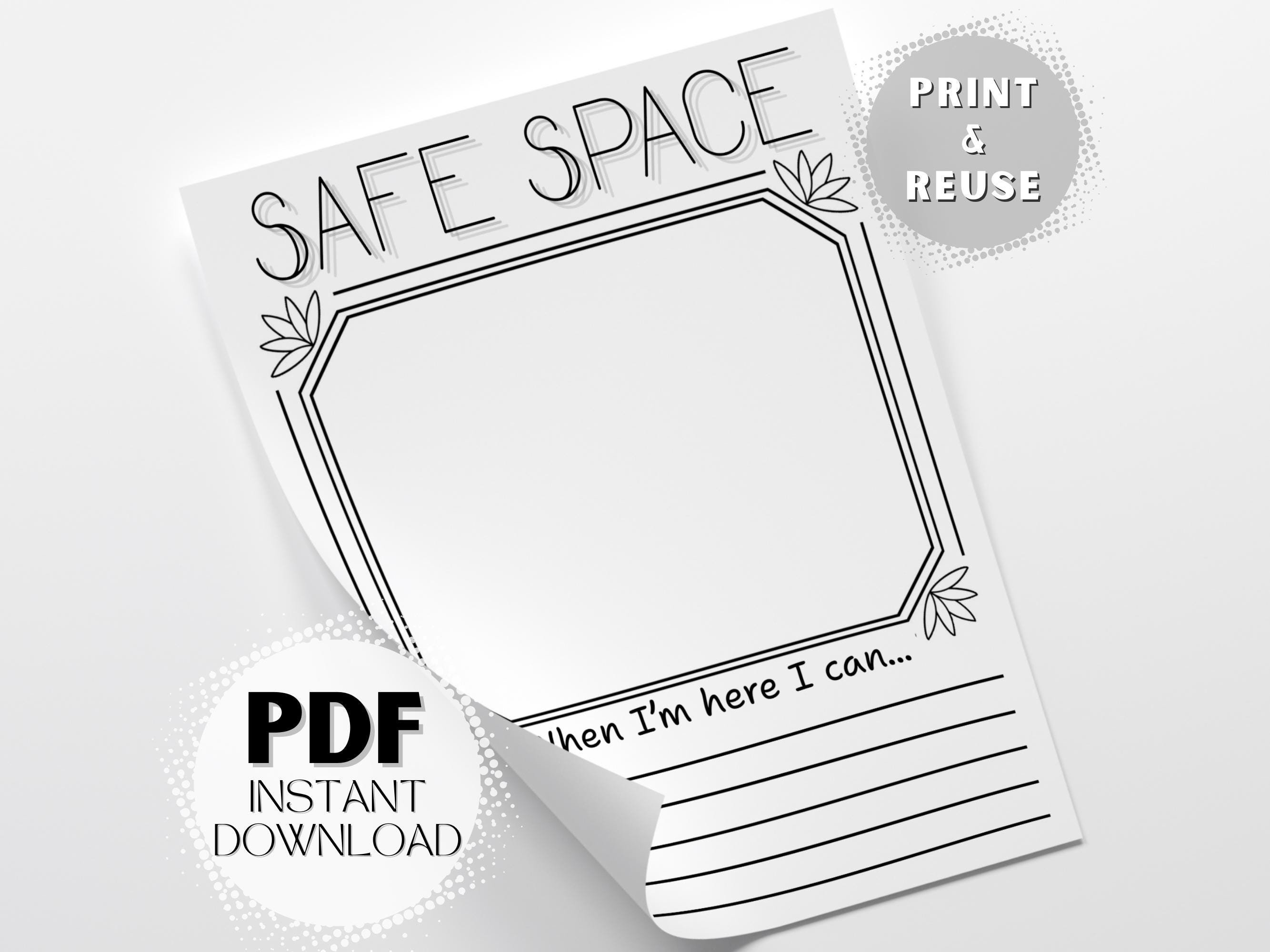 Safe Space Worksheet.pdf Safe Space Worksheet: Printable Art Therapy Mindfulness Exercise for ...