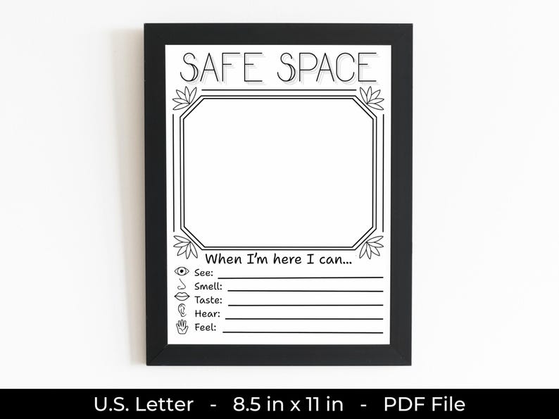Safe Space Worksheet: Printable Art Therapy Mindfulness Exercise for ...