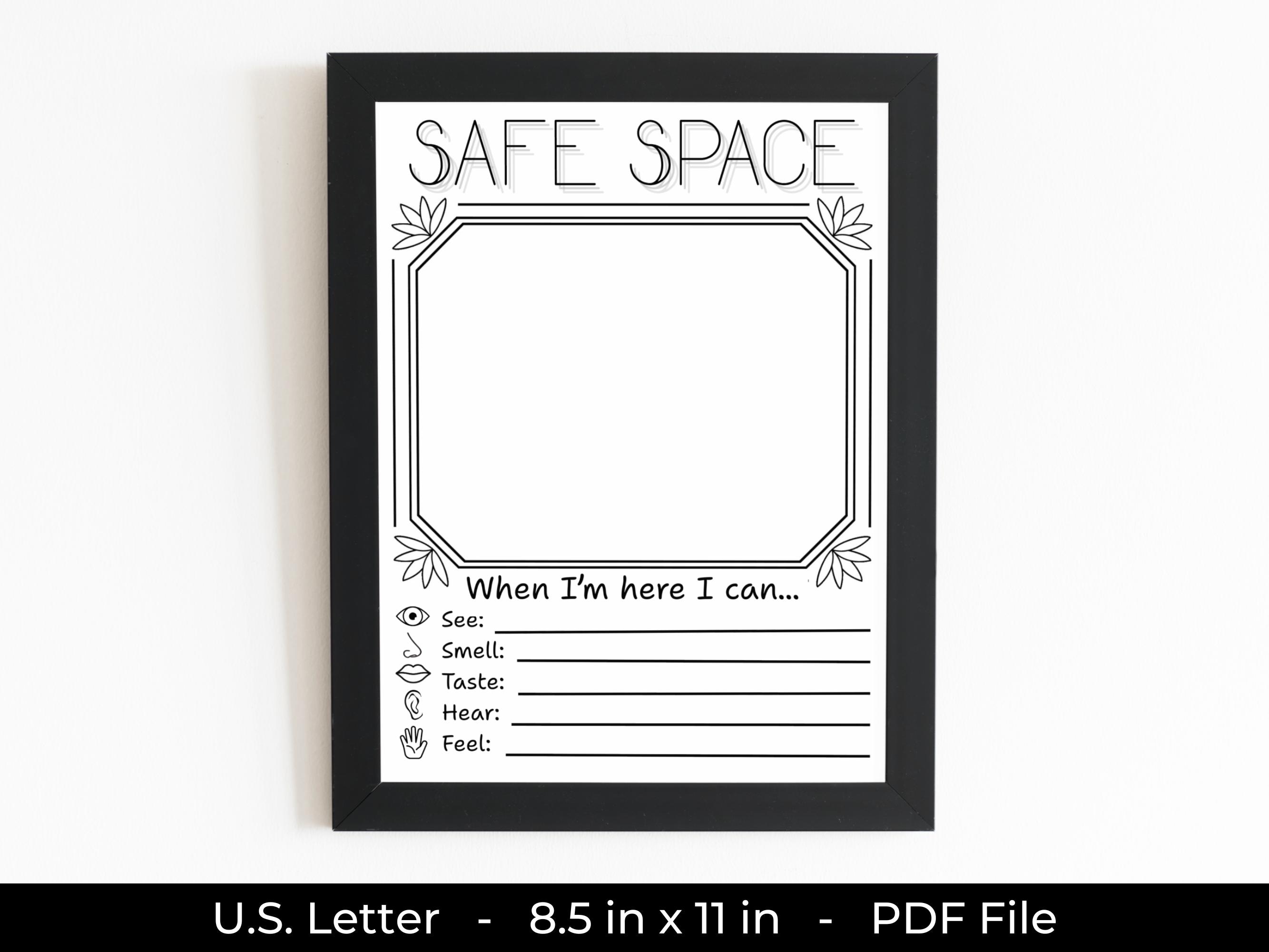 Safe Space Worksheet.pdf Safe Space Worksheet: Printable Art Therapy Mindfulness Exercise for ...