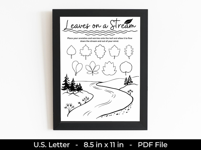 Leaves on a Stream Worksheet: Printable Therapeutic Exercise & Script ...