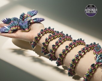 Super long wearable baby fire sprite dragon, 3D printed, Articulated, Fidget toy, Fidget, Desk toy, Home décor, Collectable, Fun, accessory