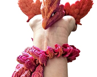 Peacock Winged Dragon – 3D Printed Articulated Fantasy Dragon | Flexible Fidget Toy | Desk Companion | Mythical Creature Gift