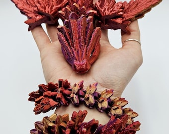 3D Printed Articulated Flying Serpent dragon unique mesmerising 3D printed gift, Fidget toy, Collectable, , Flexi dragon, sensory, winged