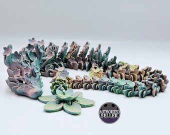 Beautiful Cherry Blossom 3D Printed Articulated Dragon Flexi Gift, perfect for flower lovers and dragon lovers, very detailed stress relief